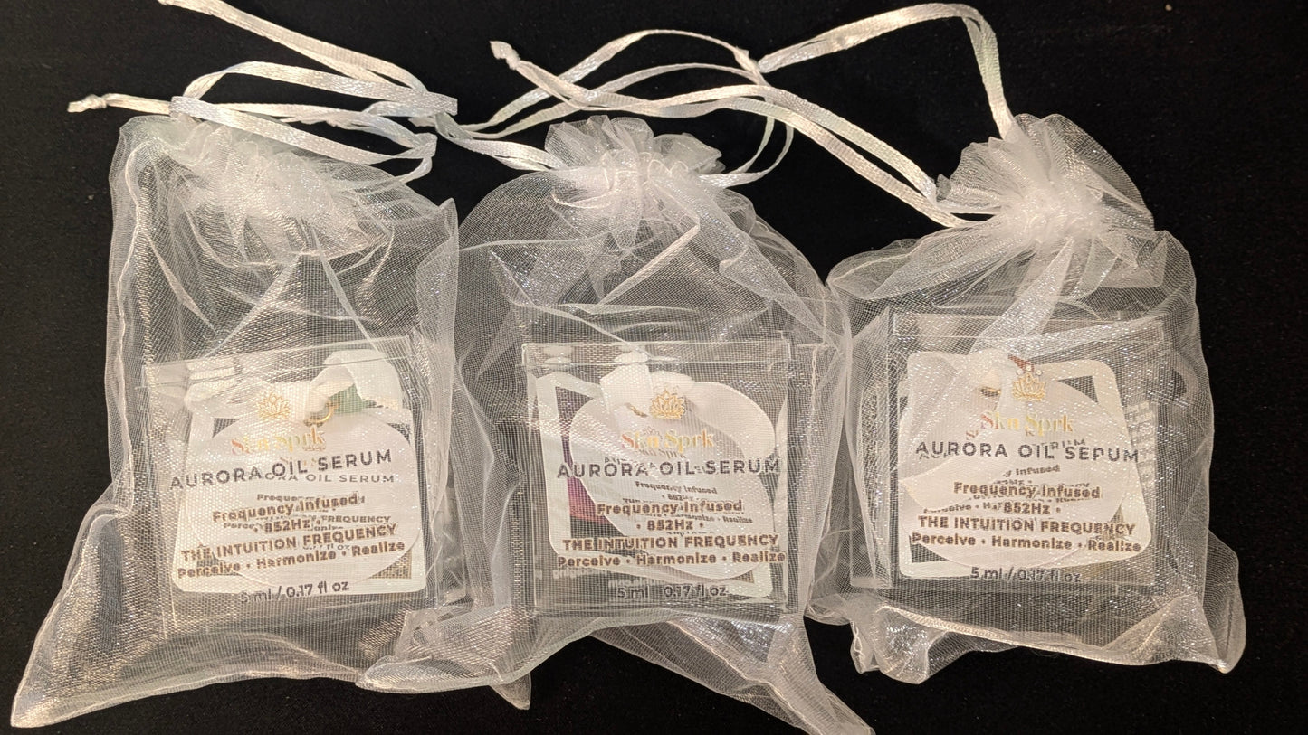 Aurora Oil Serum Initiation Ritual Gift Set (3 × 5 ml) Frequency-attuned 852 Hz +  Attuned Crystal * Perceive-Harmonize-Realize * 10-Day Initiation Ritual *