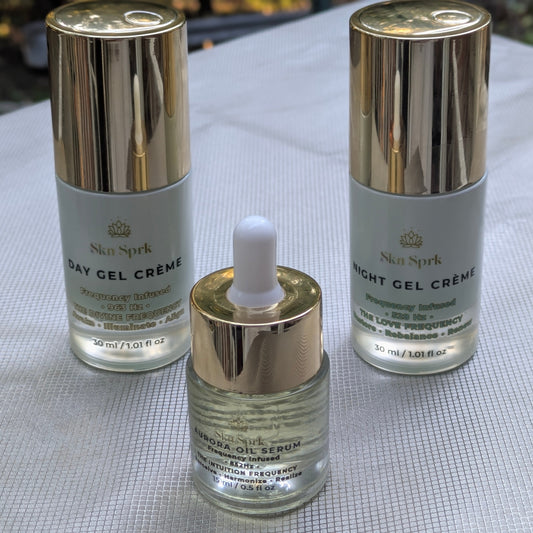 The Founder's Ritual: Day & Night Gel Crèmes + Aurora Oil Serum + Attuned Crystals: a 24h Cycle of Intention & Alignment * 963 Hz & 528 Hz & 852 Hz *
